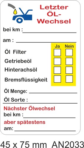 5serviceaufkleber öl service - 5serviceaufkleber,